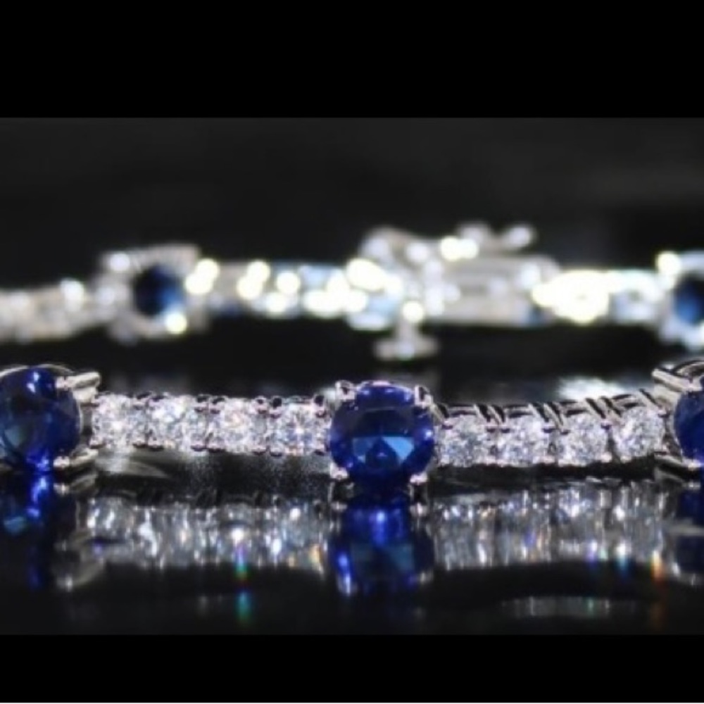 Beautiful Sapphire & White Topaz Bracelet